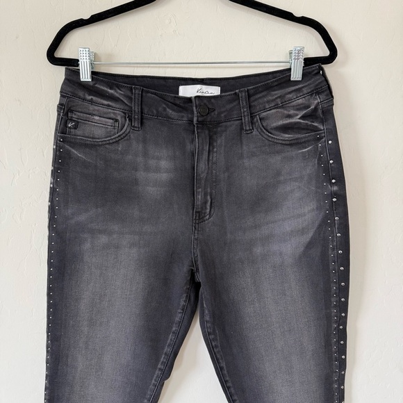 KanCan Hermione High Rise Studded Ankle Black Wash Frayed Hem Jeans Size 15/31 - Picture 4 of 9